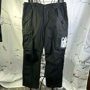 Supreme "The Crow" Cargo Pants Black Graphic Patches Button Fly Draw String Hem